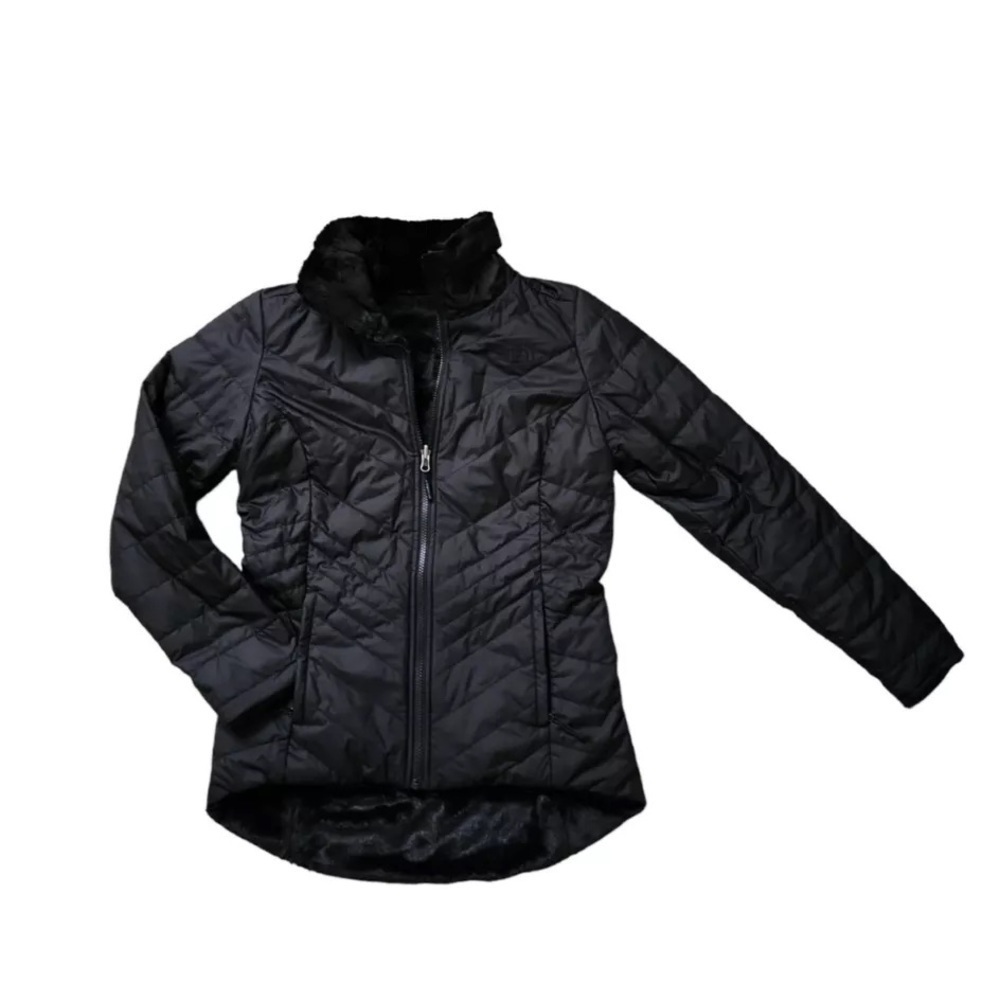 The North Face Reversible Mossbud Insulated Jacket Full Zip Faux Fur Down Black. - Picture 8 of 15